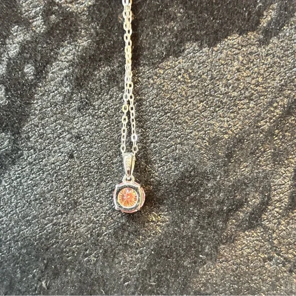1ct Pink.925 Moissanite Necklace Solitaire (20 inch Sterling Silver Chain - Picture 4 of 7